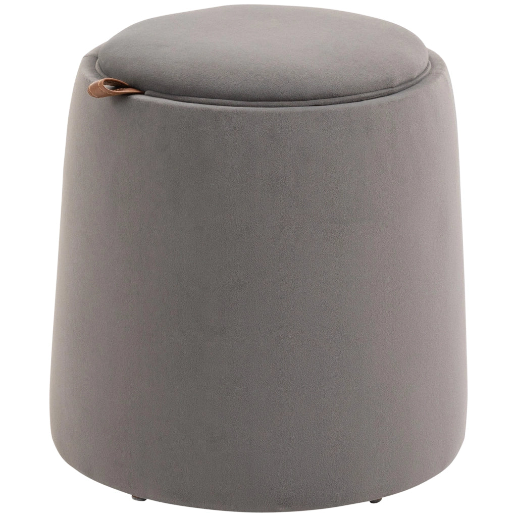 Pouf Contenitore in Velluto ¨C zephmum ¨C Grigio, ?44x47.5cm