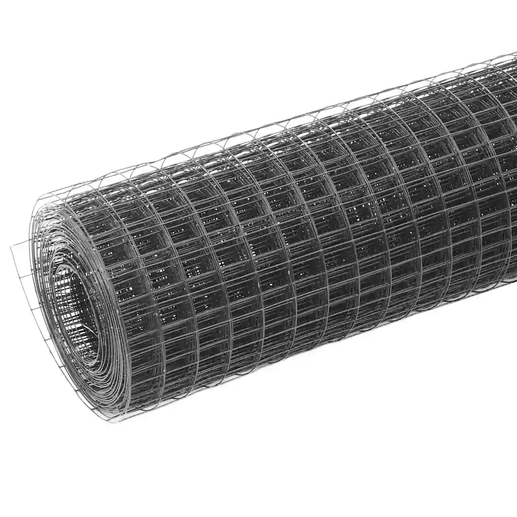 Recinzione da Giardino | Recinzione in Rete per Pollaio in Acciaio e PVC 25x1,5 m Grigia