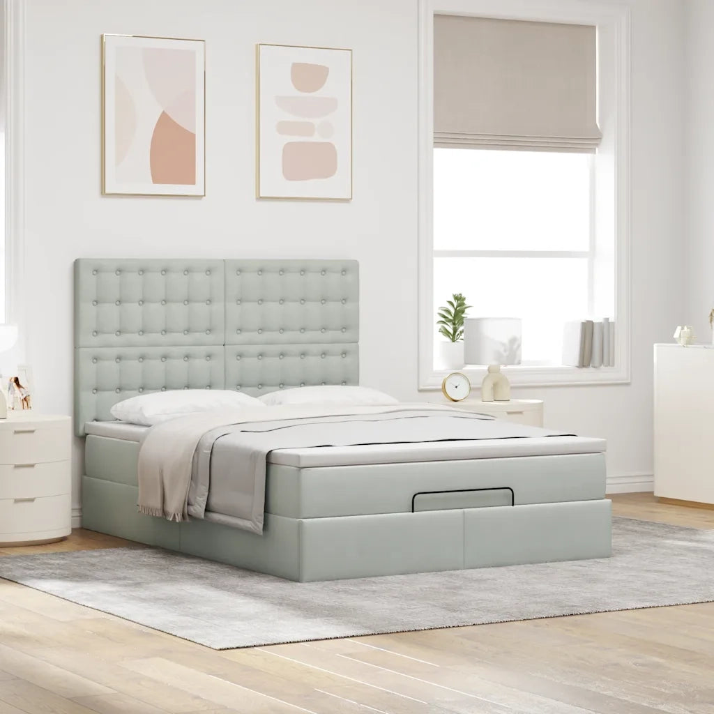 Struttura Letto Pouf con Materassi 140x190 cm Velluto 3313613