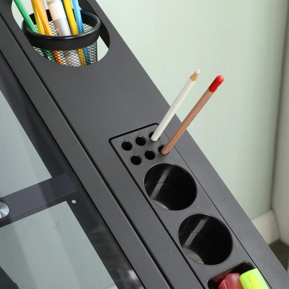 Scrivania con Sedia Regolabile in Vetro ¨C MINIMAL ¨C Nero