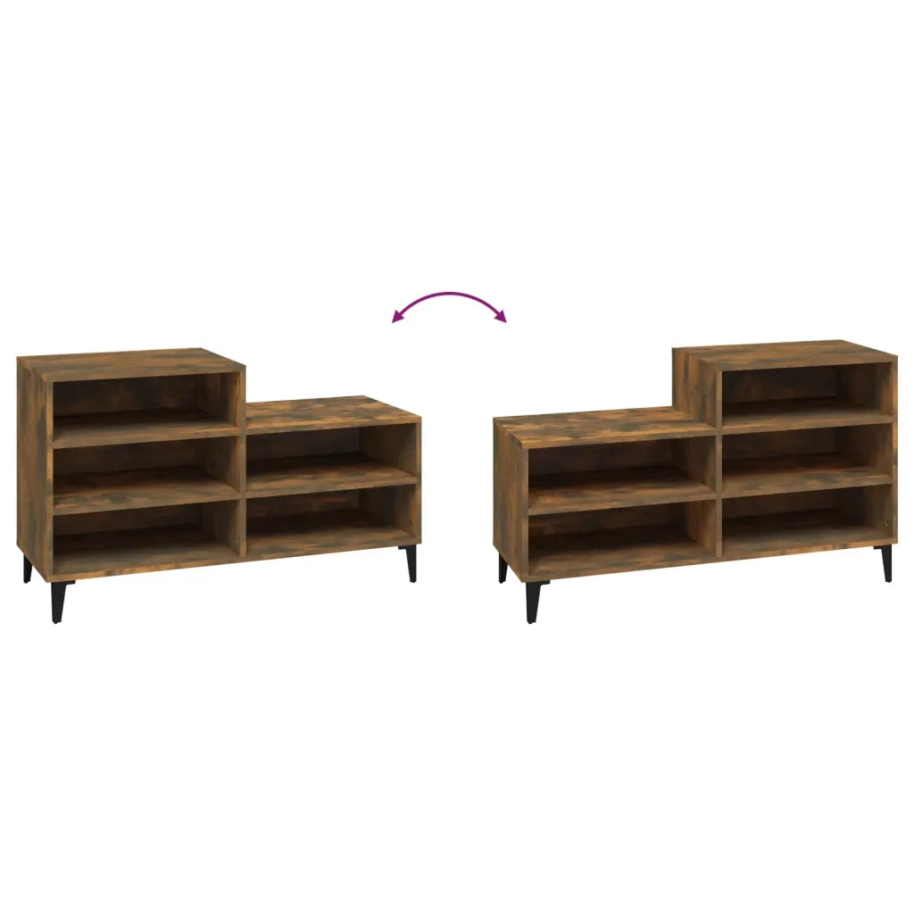 Scarpiera-Scaffale per scarpe Rovere Fumo 102x36x60 cm in Legno Multistrato 937288