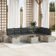 Set Divano da Giardino 9 pcs Grigio chiaro Poly Rattan 3360773