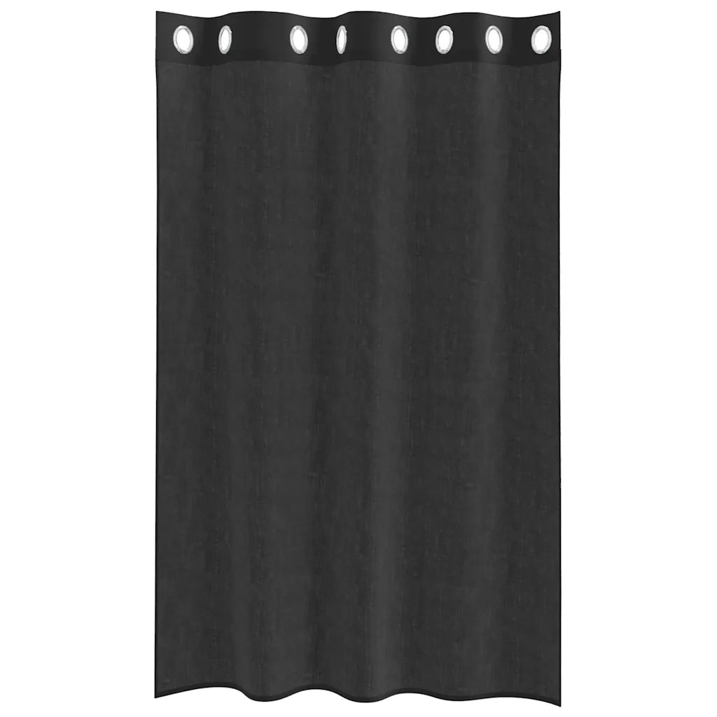 Tende in Voile con Occhielli 2 pz Nero 140x175 cm 4102060