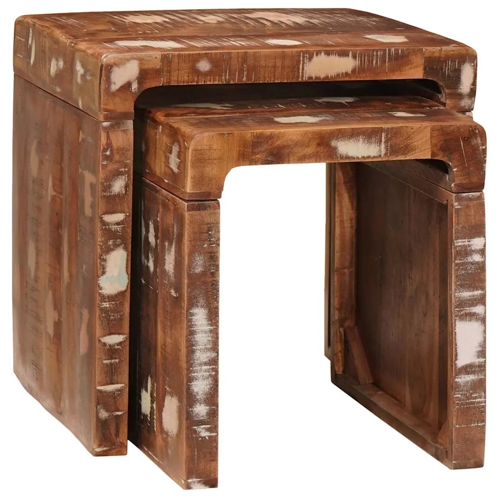 Tavoli da annidamento 2 pcs Marrone Legno Recuperato Massello 4104560