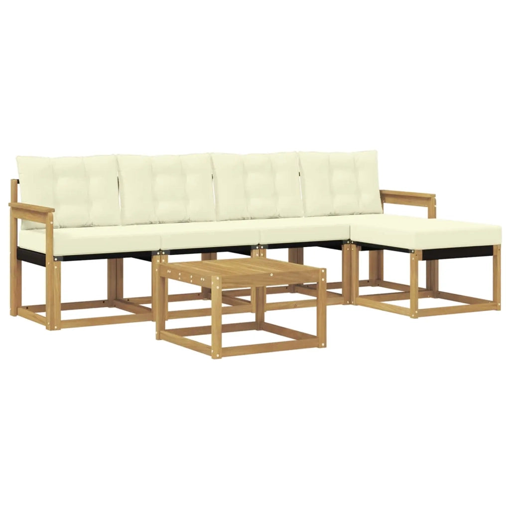 Set di divani da esterno 6 pz Bianco e Crema 3389396