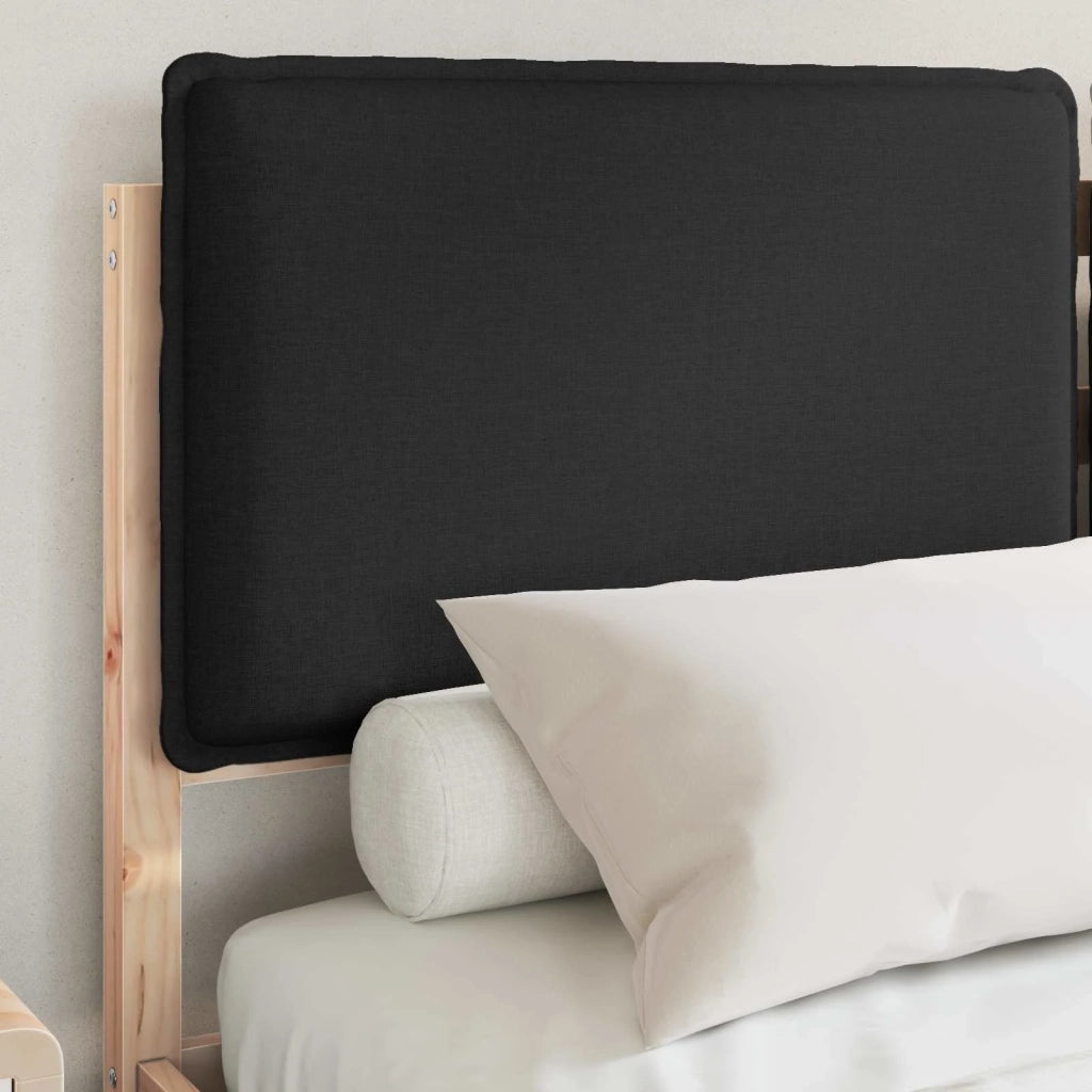 Letto con Testiera Rivestita-Struttura Letto con Testiera Nero 120 x 190 cm Pino massello 323659