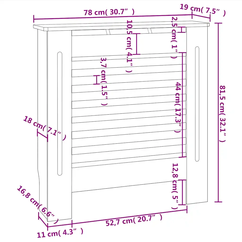 Copertura per Radiatore Grigia in MDF 78 cm CFW4301831