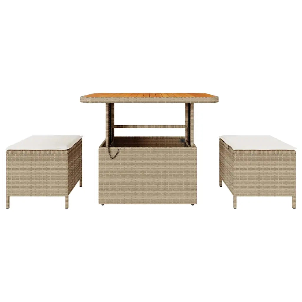Set da Pranzo per Giardino Beige polyrattan 42007918