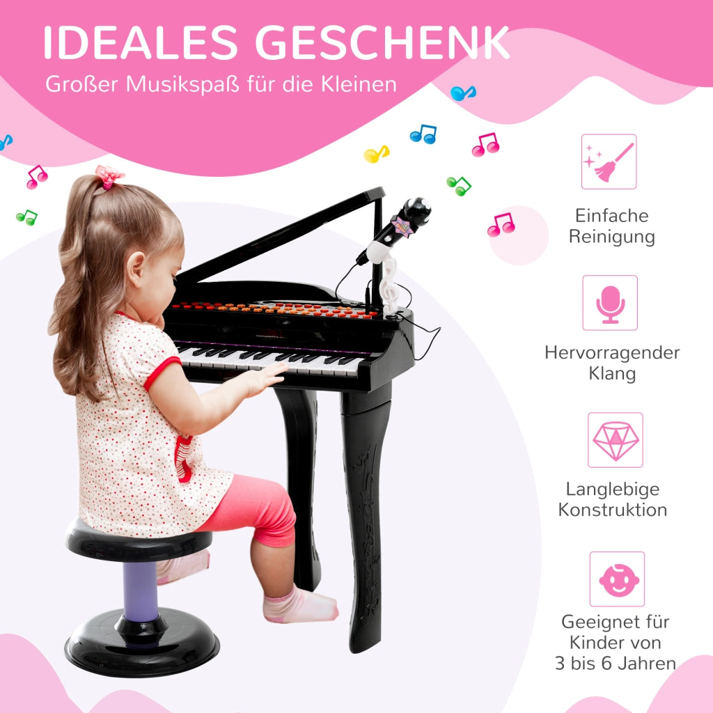 Piano per Bambini con Microfono e LED ¨C Minimal ¨C Nero