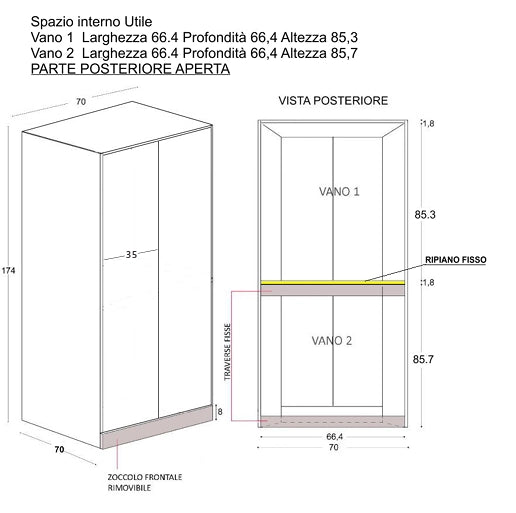 Porta lavatrice e asciugatrice a 2 ante - Olmo naturale
