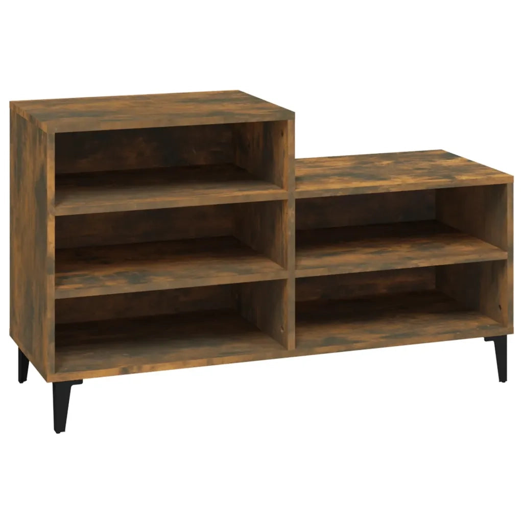 Scarpiera-Scaffale per scarpe Rovere Fumo 102x36x60 cm in Legno Multistrato 937288