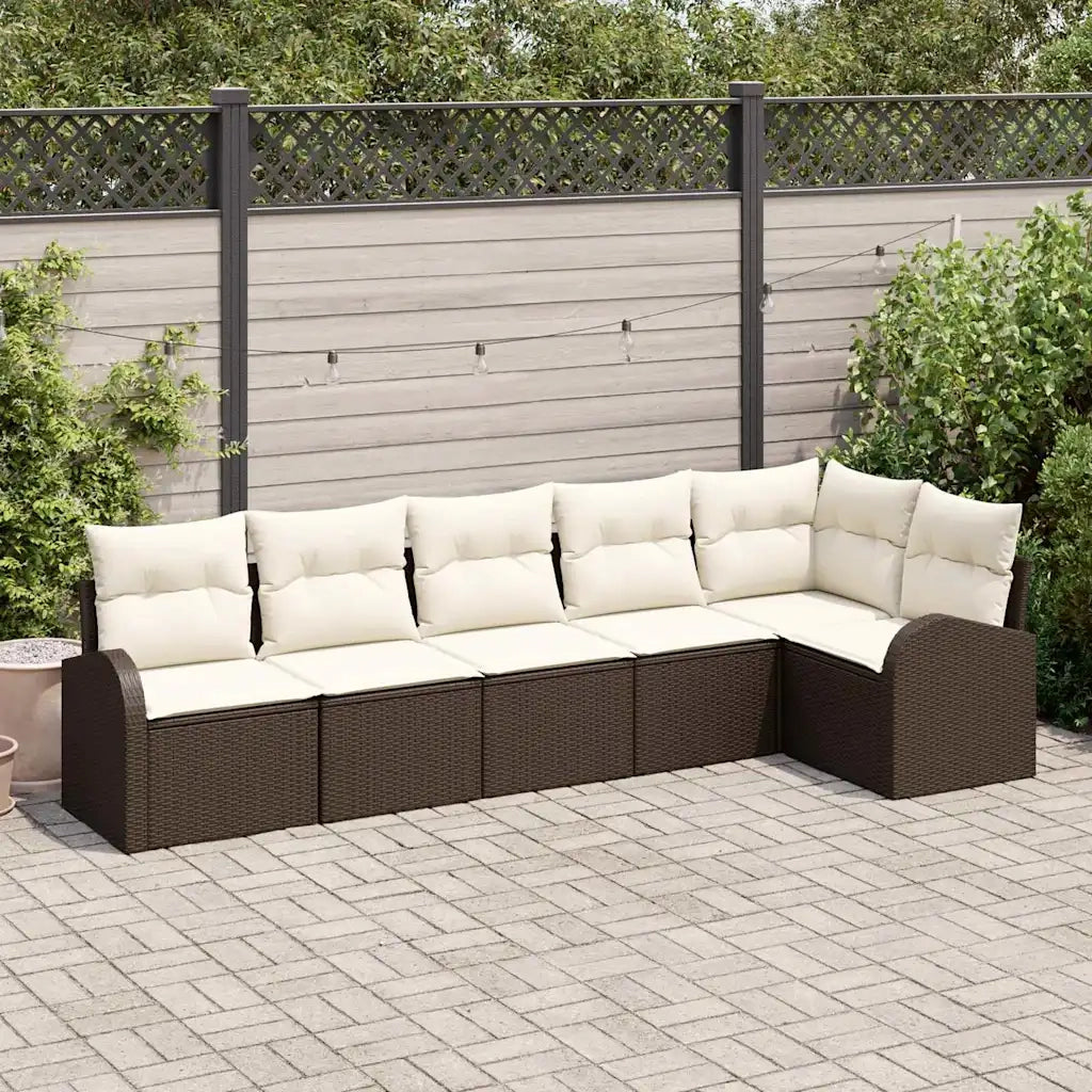 Set Divano da Giardino con cuscino 6 pcs Marrone Poly Rattan 3346058