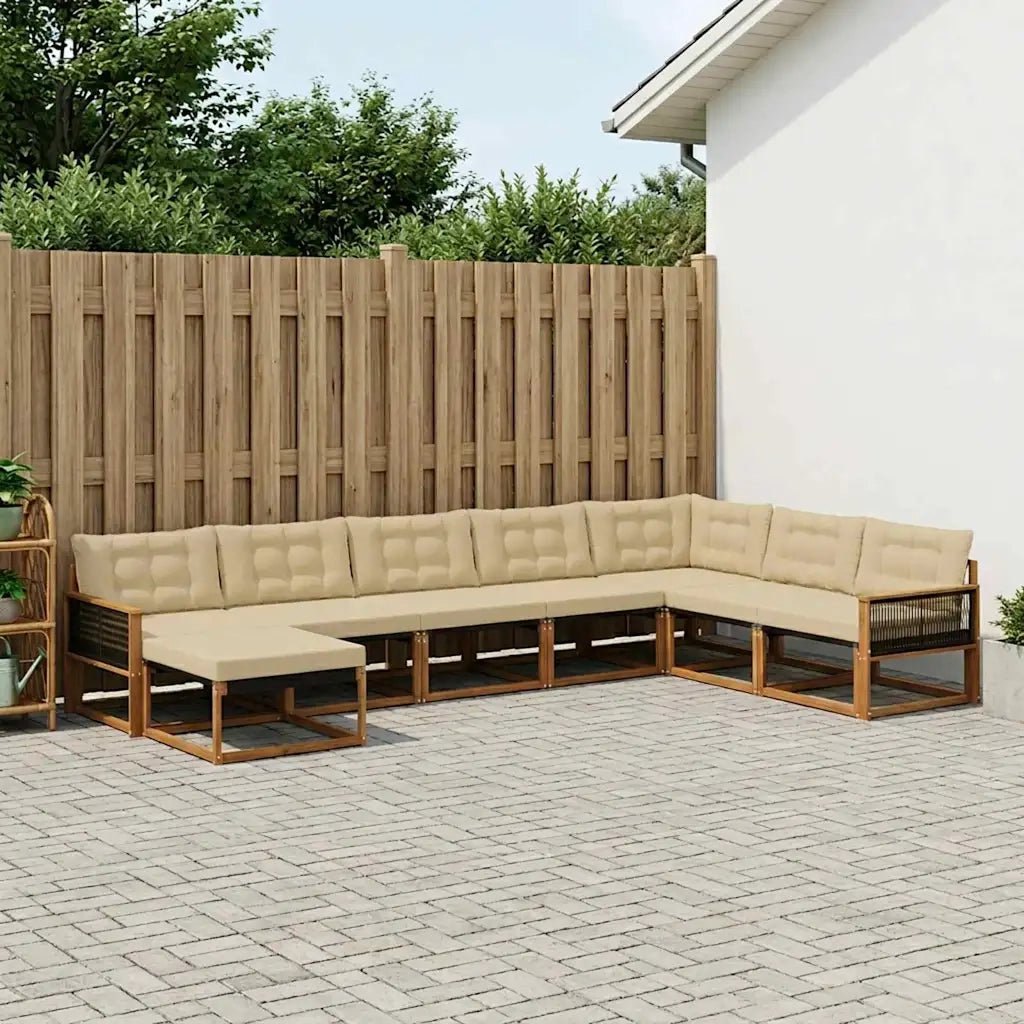 Set di divani da esterno con cuscino 8 pcs Naturale e Beige 3381617