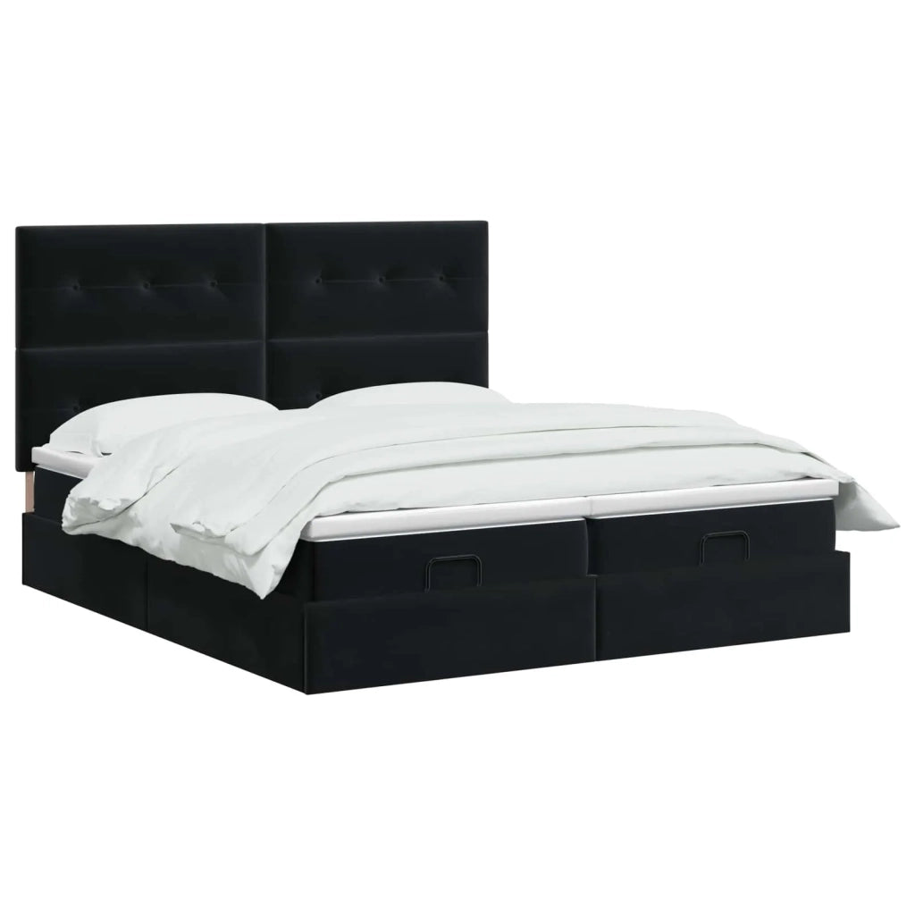 Letto Ottomano con Materasso e LED Nero 160 x 200 cm Velluto 3458492