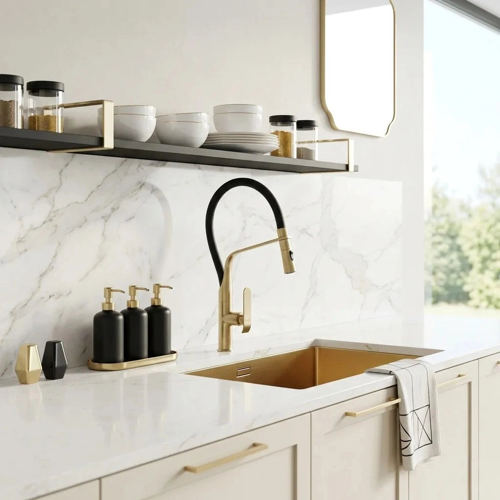 Rubinetto Da Cucina Rea Castor Gold Brush