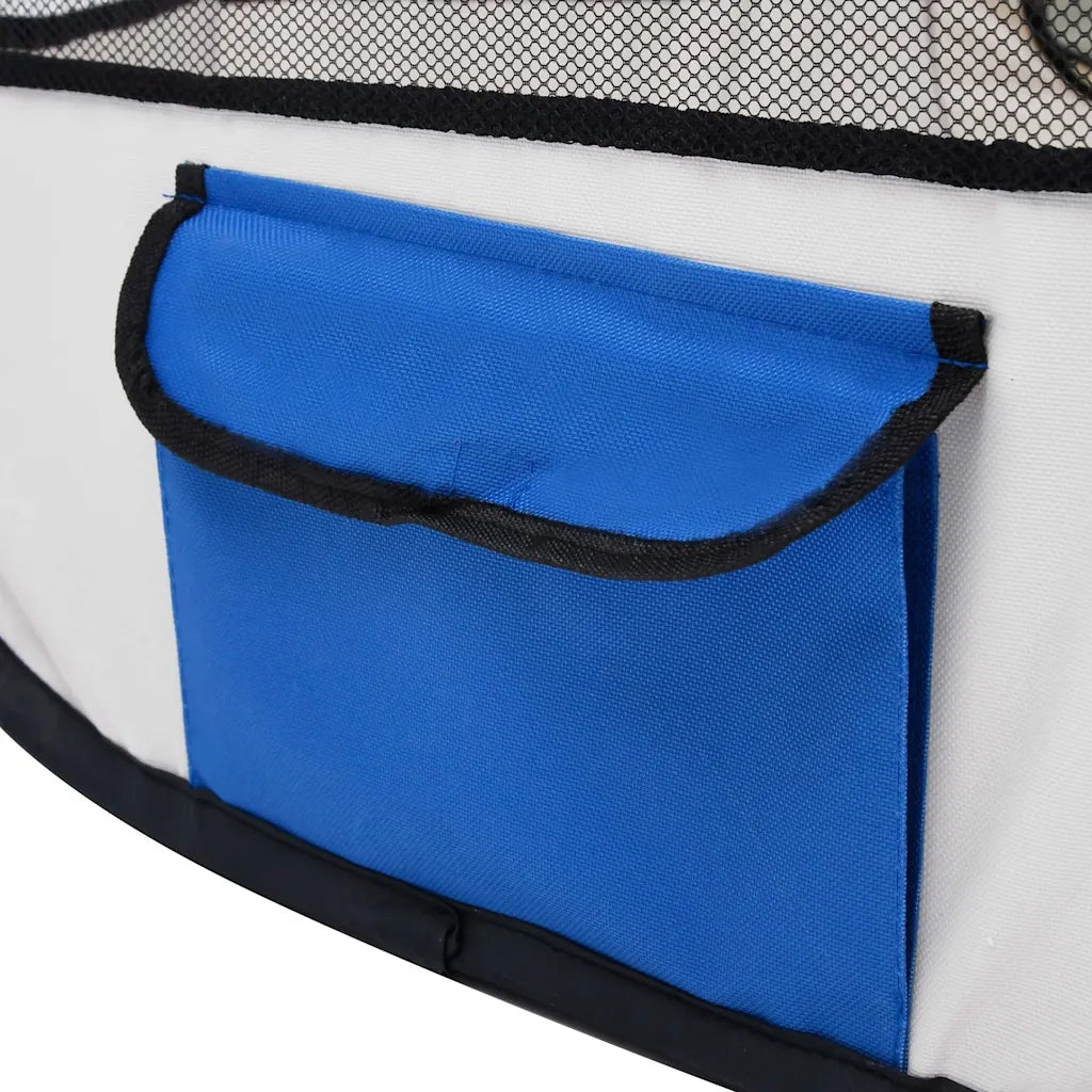 Box per Cani Pieghevole con Borsa Trasporto Blu 145x145x61 cm 171016