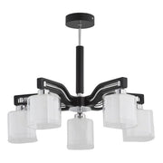 Plafoniera nera moderna 5 luci vetro bianco E14 Consul