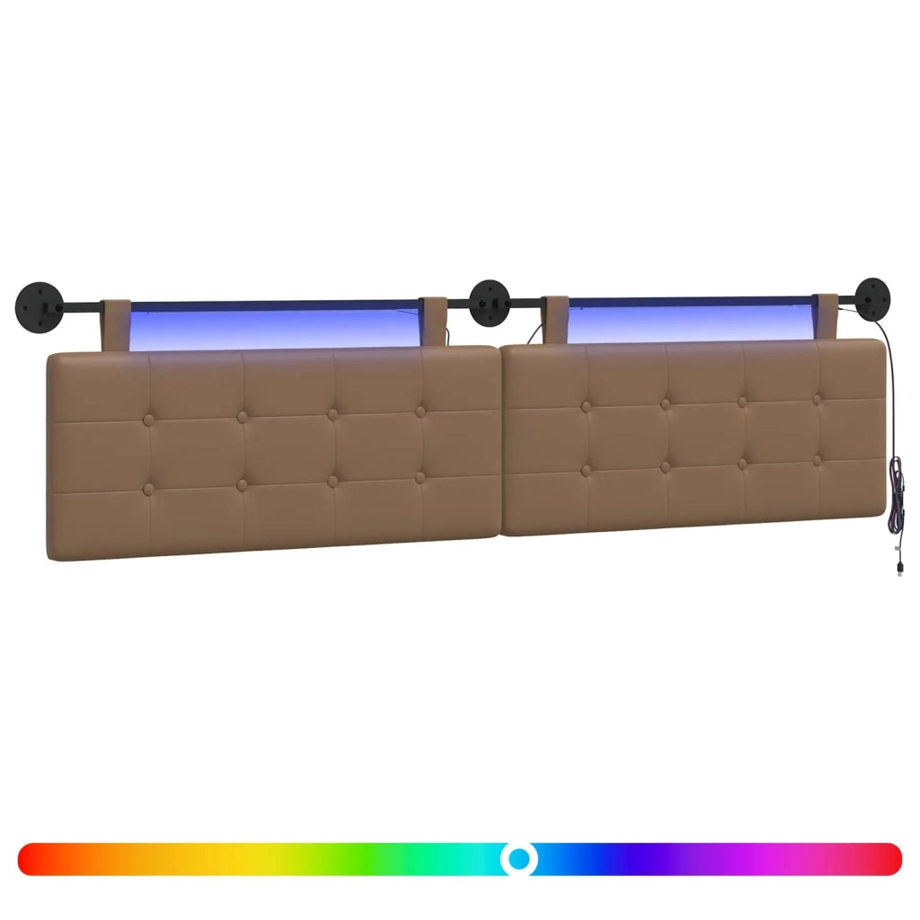 Testiera sospesa Con luce LED Cappuccino Similpelle 3424509