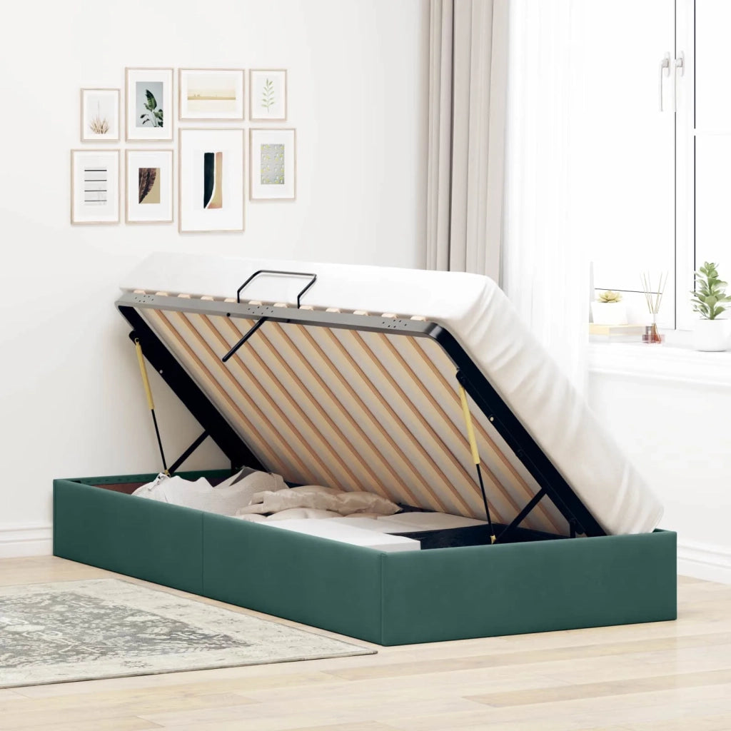 Letto ottomano Verde Scuro 90 x 200 cm Velluto 3442859