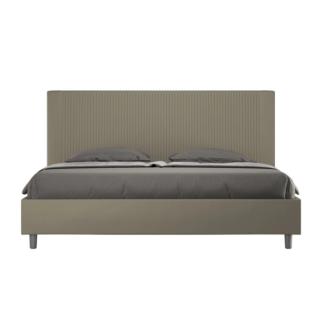 ityhome Letto matrimoniale king size con rete imbottito 180x190 similpelle cappuccino Goya