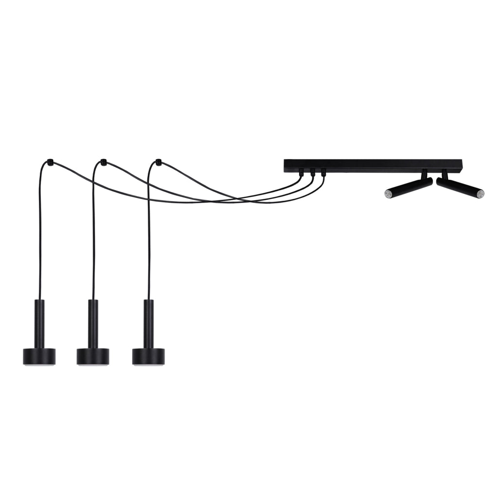 Lampadario moderno nero STAMP 5 luci GX53+G9 Sigma