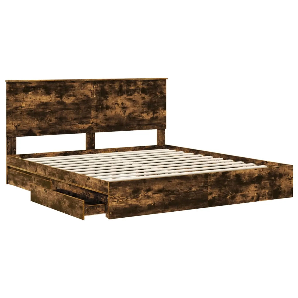 Letto con Contenitore con testiera-Struttura Letto con contenitore Rovere fum¨¦ 180 x 200 cm 699835