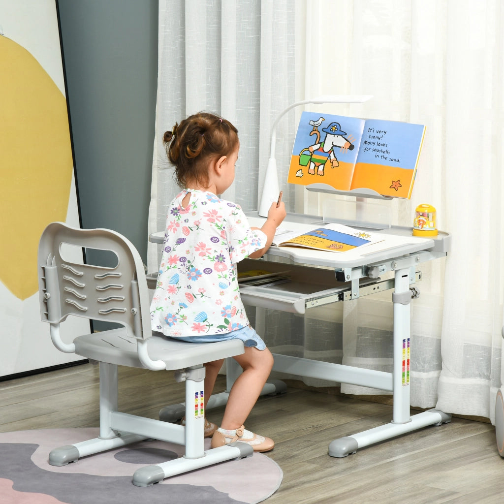 Scrivania per Bambini con Sedia ¨C zephmum ¨C Grigio