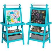 Lavagna per Bambini 3 in 1 con Cavalletto 59x48x118 cm Blu