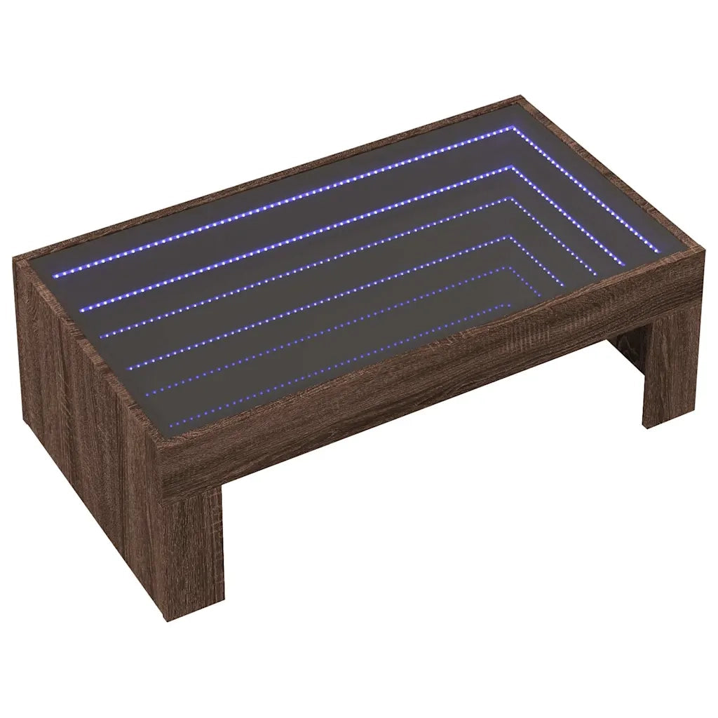 Tavolino da Salotto con LED Infinity Rovere Marrone 90x50x30 cm 847622