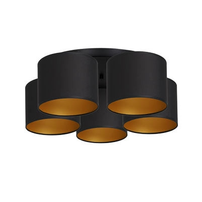 Plafoniera Luminex Arden nera opaca oro 5 luci E27