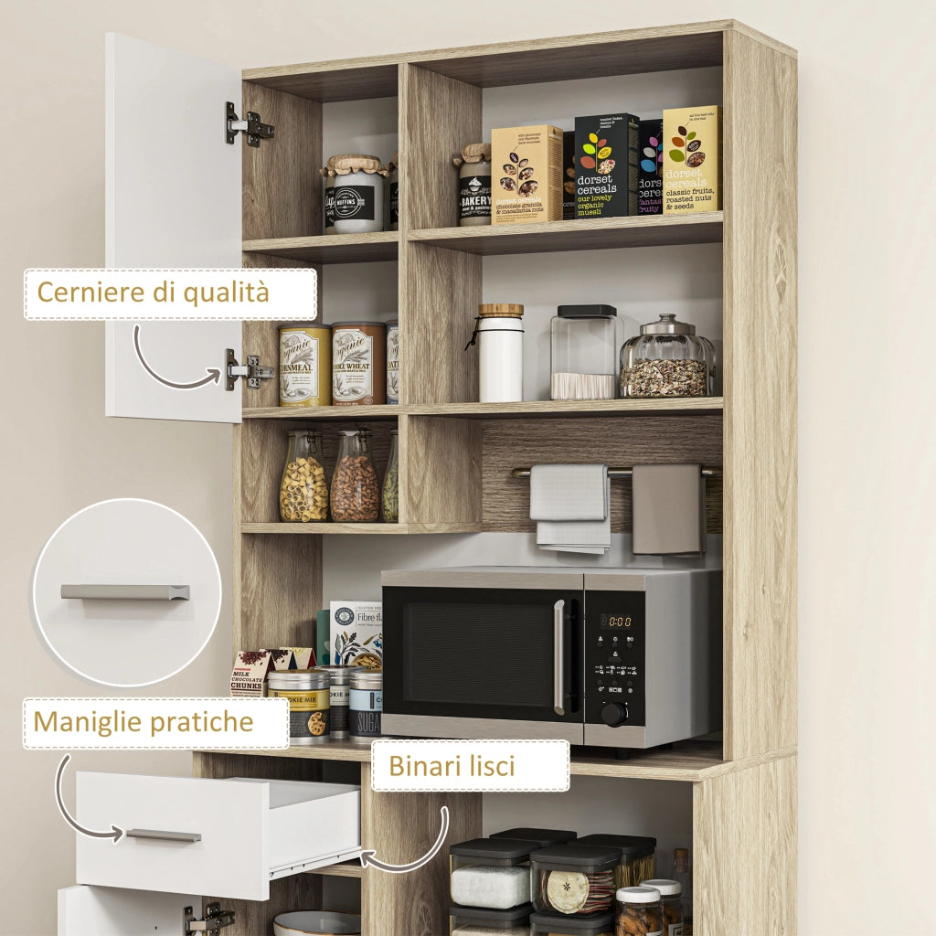 Armadio Dispensa con Cassetto e Ripiani ¨C Minimal ¨C Bianco 80x35x180 cm