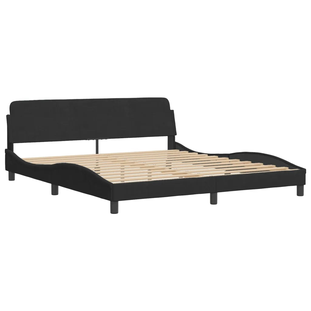 Giroletto con LED senza Materasso Hanko Nero 180x200 cm in Velluto 3213795