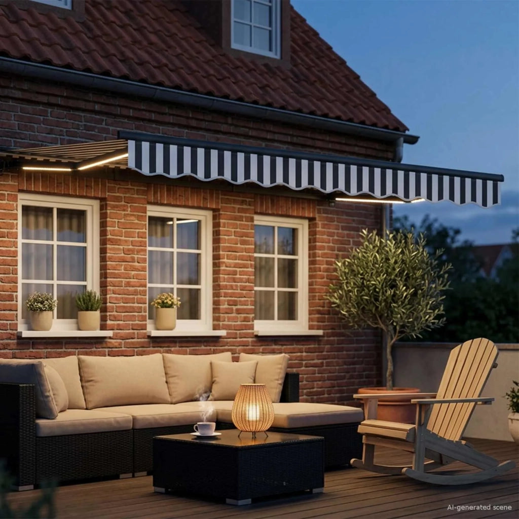 Cornice per Tenda Manuale con LED Antracite e Bianco 3,5 x 2 m 3420769