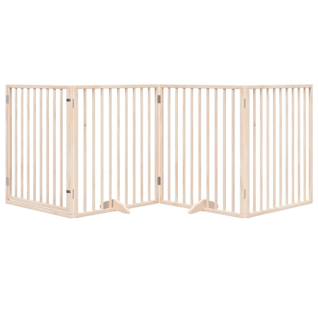 Cancello per Cani con Porta Pieghevole 4 Pannelli 320 cm Pioppo 352179