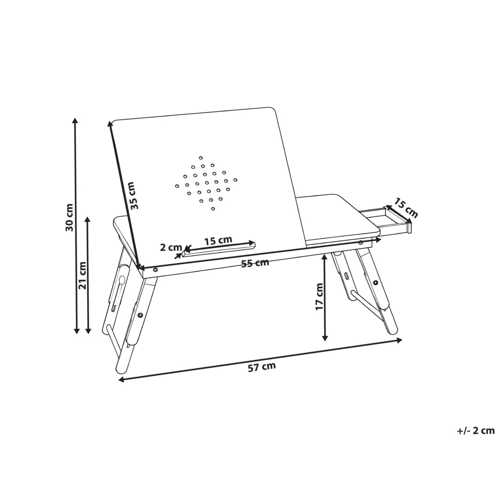 Scrivania pieghevole per laptop Telaio in bambù marrone chiaro Vassoio da letto portatile per la colazione con cassetto Stile scandinavo