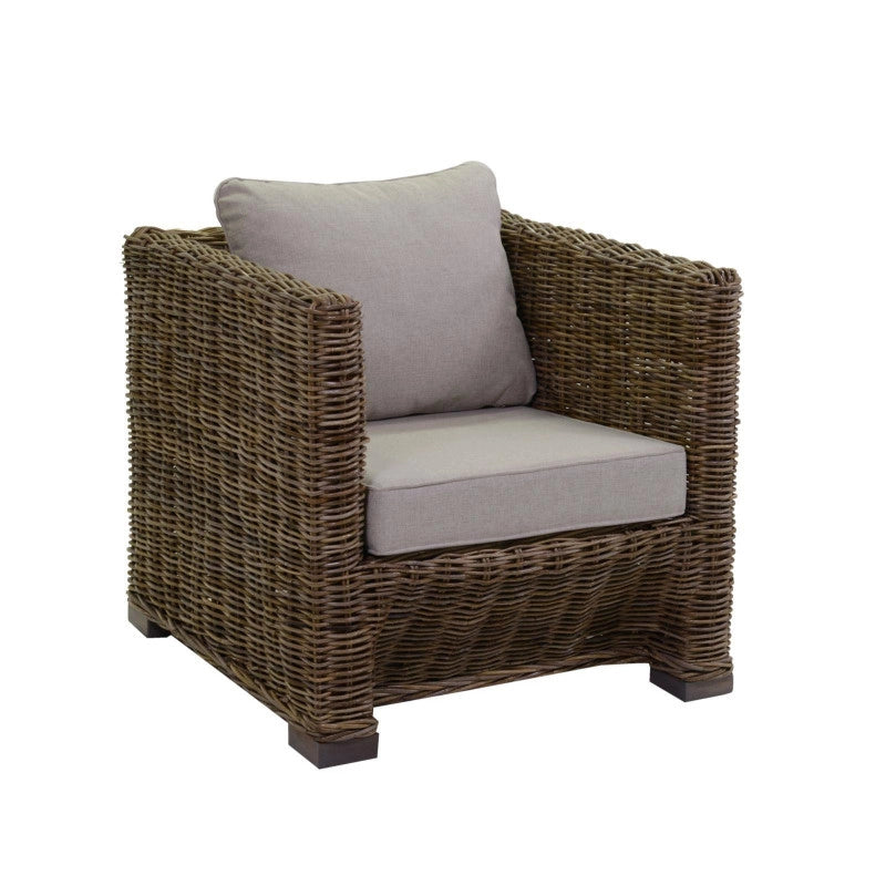 Salotto Rattan Manila Grigio Con Cuscini Divano 3 Posti