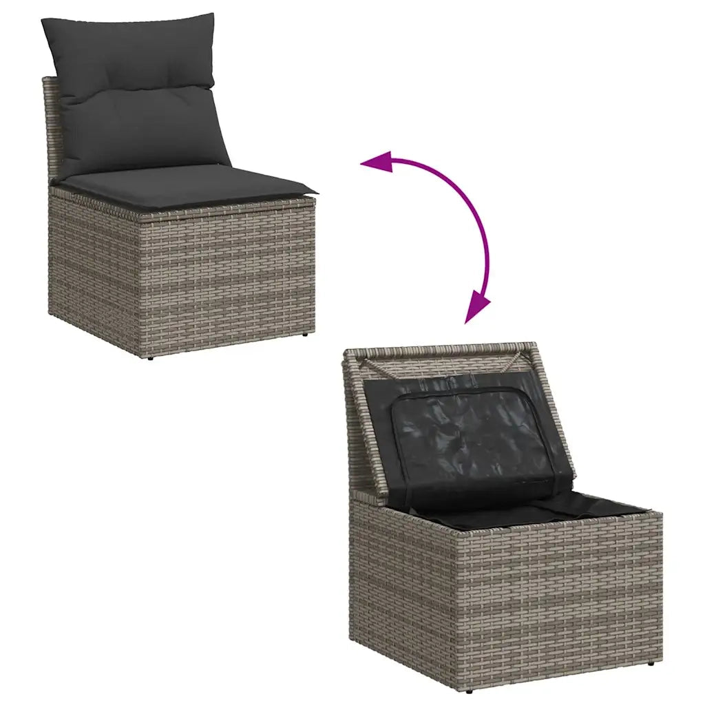 Set Divano da Giardino 6 pz con Cuscini Grigio in Polyrattan 3325576