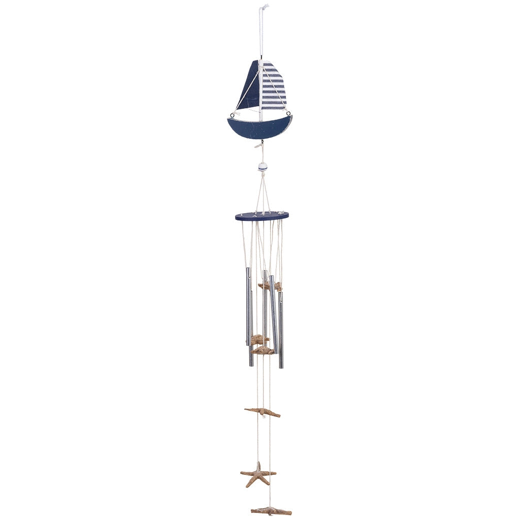 Carillon a vento in legno blu 10x8,5x80h cm