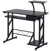 Scrivania per Computer ¨C Xylo ¨C con Cassetto e Ripiano Tastiera 90x50x100 cm Nero