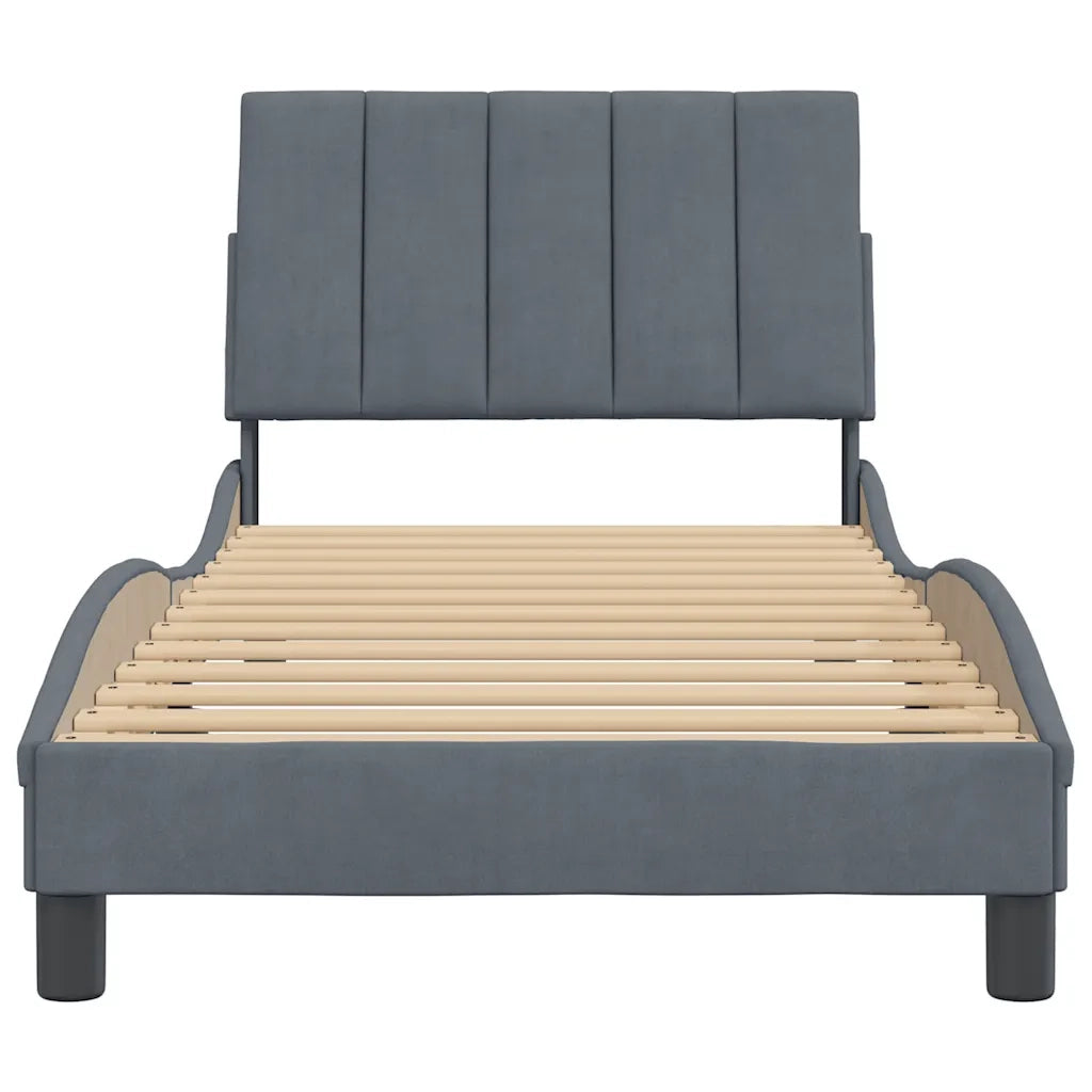 Giroletto senza Materasso Hanko Grigio Scuro 80x200 cm Velluto 3207814