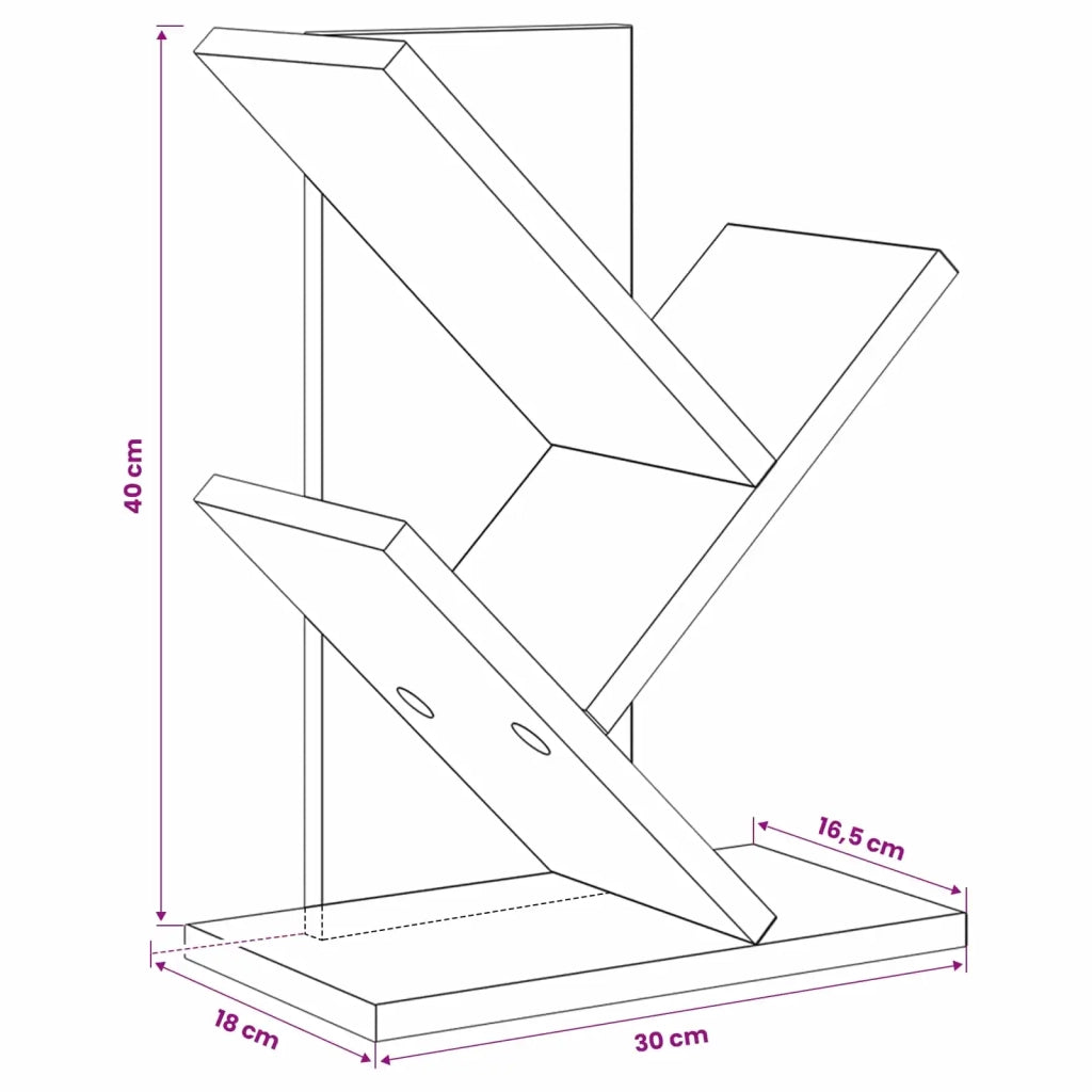 Scaffale per Libri a Forma di Albero 3 Strati 30 x 18 x 40 cm 8012350