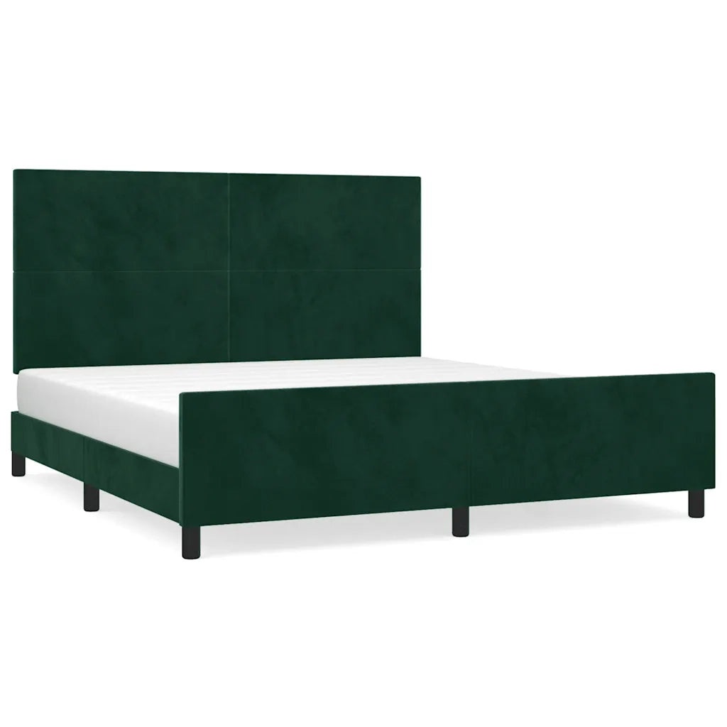 Letto matrimoniale | Letto per adulti | Giroletto con Testiera Verde Scuro 180x200 cm in Velluto