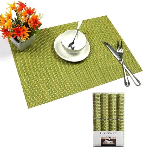 Set di tavola in PVC antiscivolo - 4 pezzi - 30 x 45 cm - Resistente al calore - Ideale per casa e ristoranti