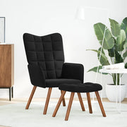 Poltrona Relax con Sgabello in Velluto Nero 4016827