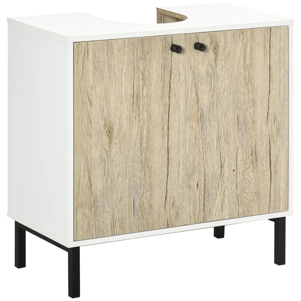 MOBILE BAGNO SOTTO LAVABO A 2 ANTE 60X30X60 CM BIANCO E ROVERE
