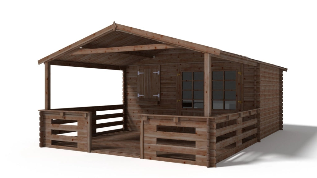 Veranda - 12m2 - 4m x 3m - impregnata - colore: marrone - DOM542 - ALTANKA