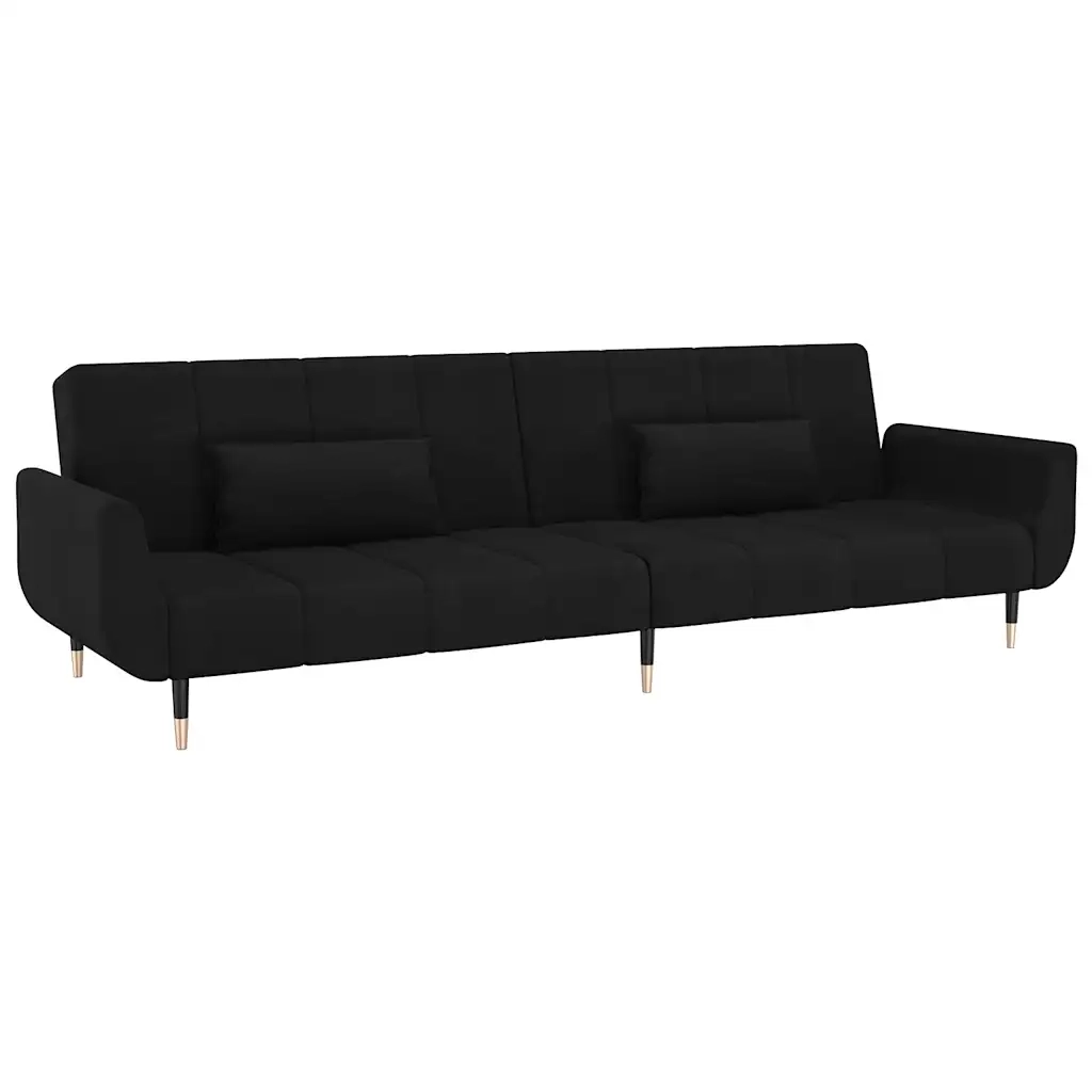 Divano letto | Sof¨¤ letto | Letto singolo a 2 Posti con 2 Cuscini Nero in Velluto