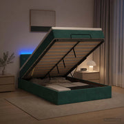 Letto Ottomano con Materasso e LED Verde Scuro 120 x 200 cm 3457062