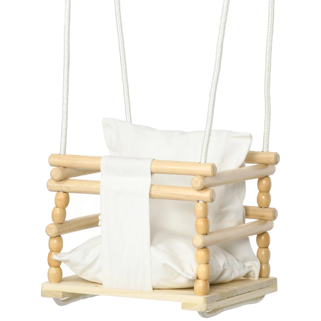 Altalena per Bambini in Legno e Cotone con Cuscino ¨C Minimal ¨C 30x30x110-180 cm