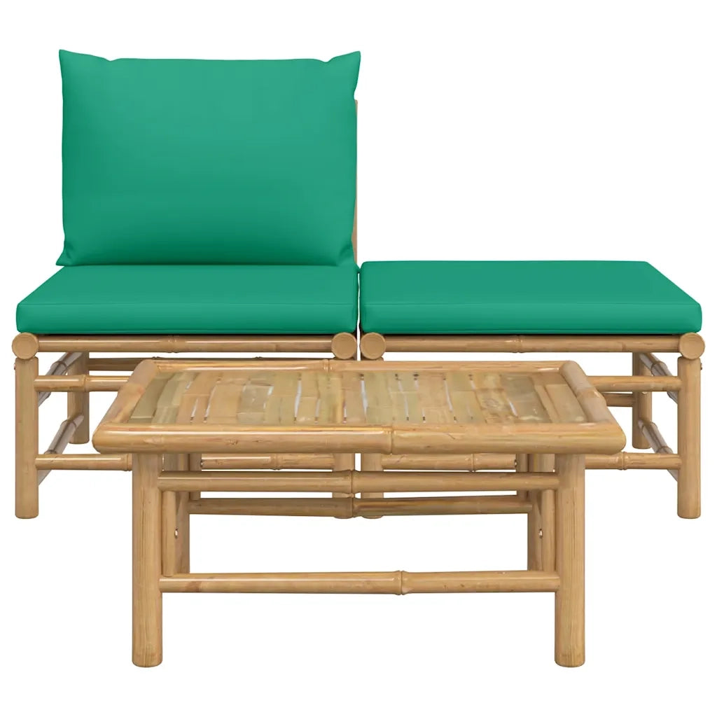 Set Salotto da Giardino 3pz con Cuscini Verdi Bambù 362290